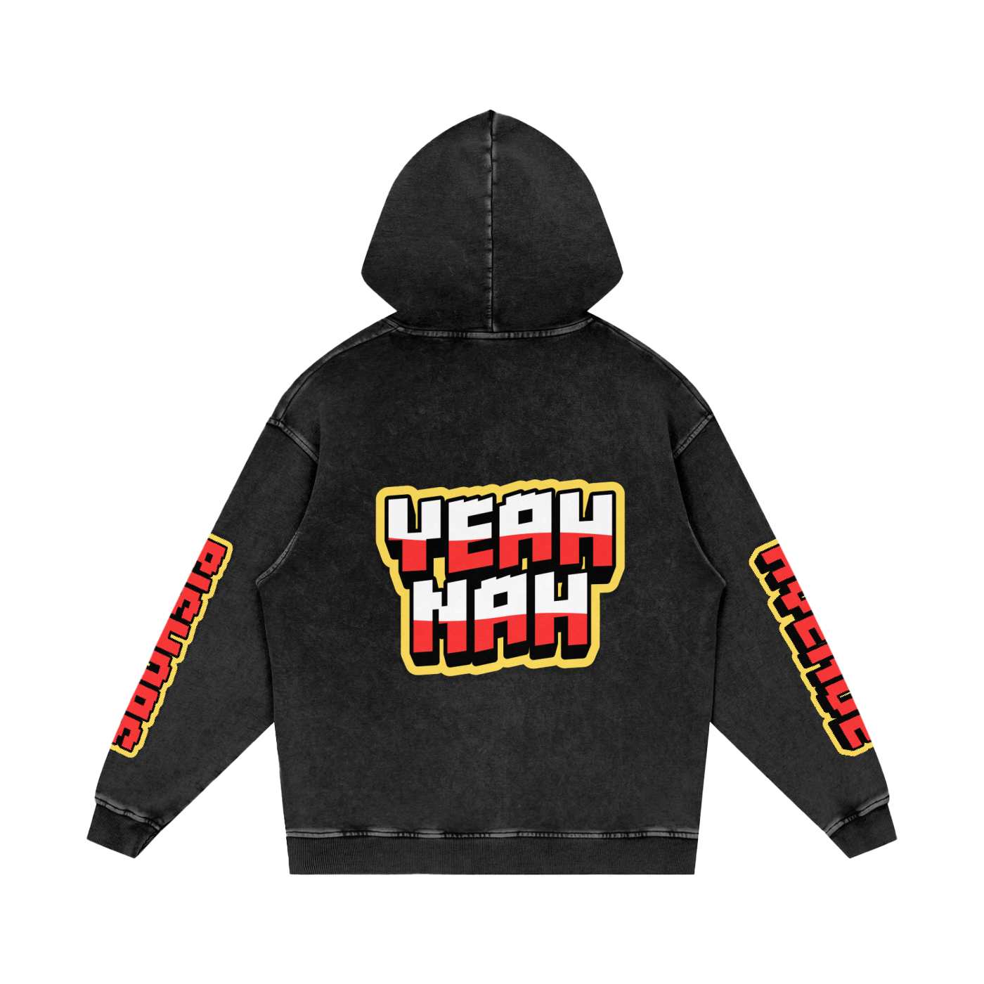 YEAH NAH Snow Washed Loose Cotton Hoodie