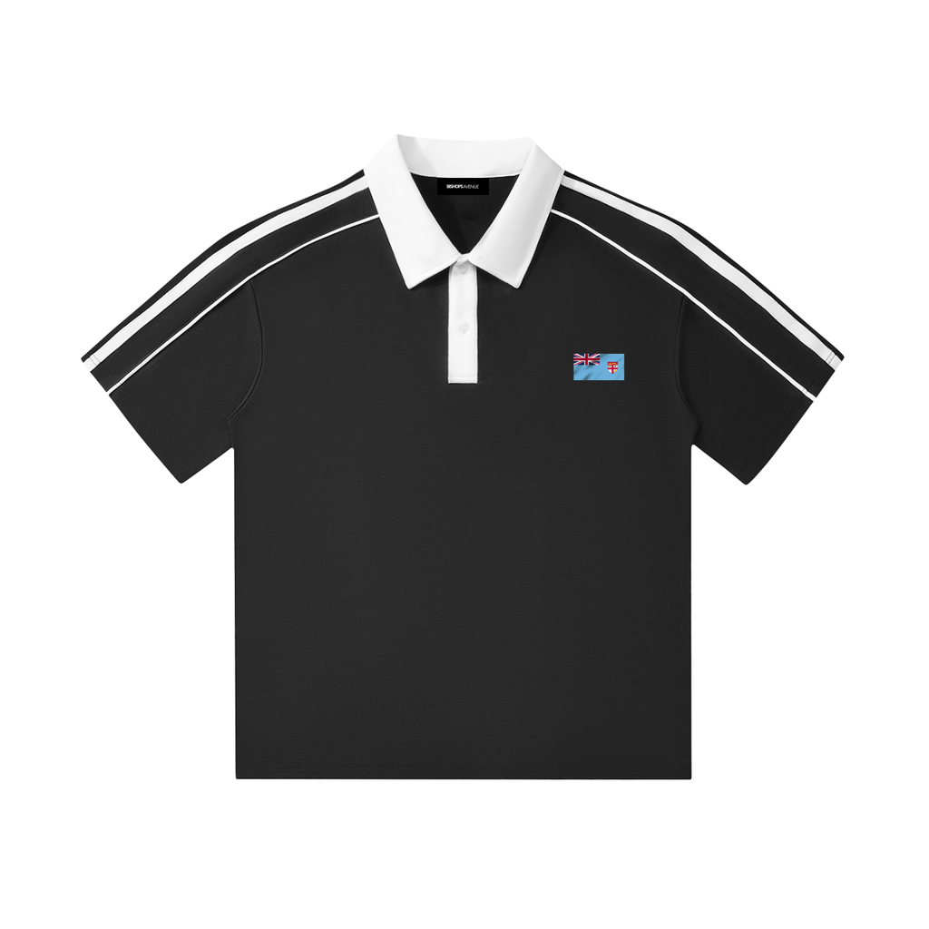 LewaVesi Contrast Collar Short-Sleeve Polo Shirt