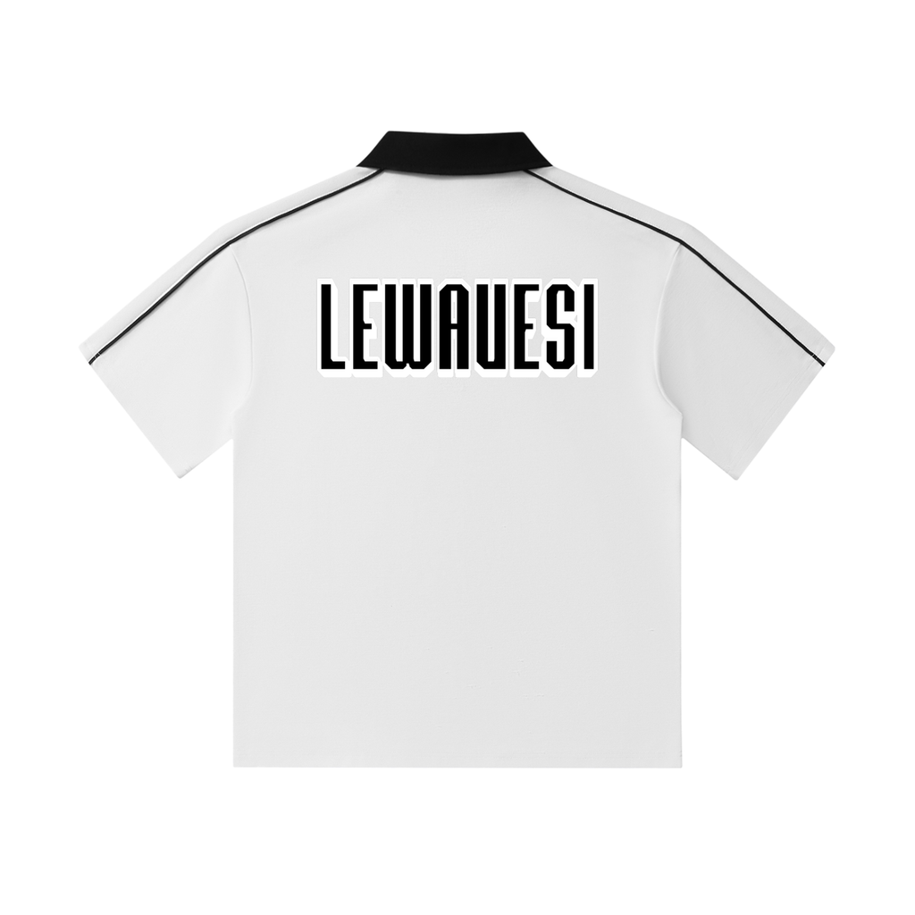 LewaVesi Contrast Collar Short-Sleeve Polo Shirt