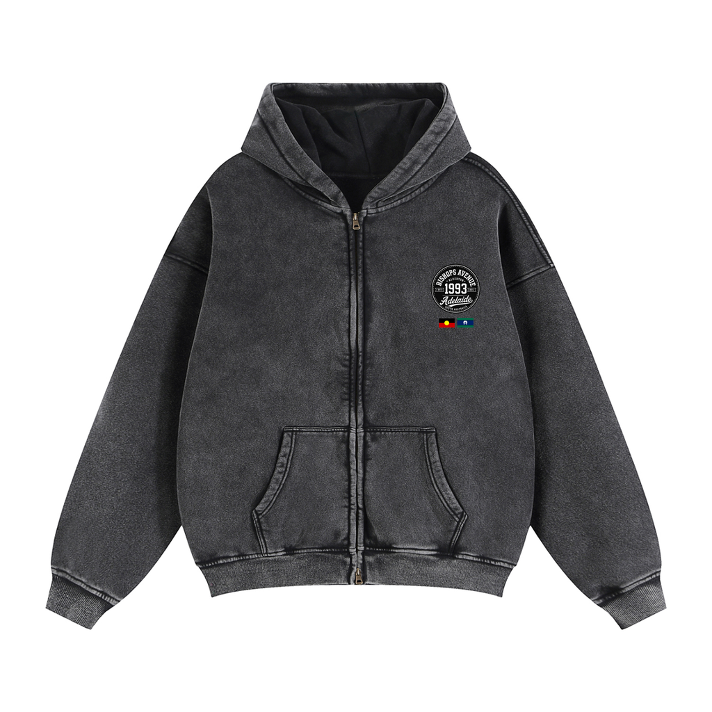 NEVER CEDED Zip-Through Boxy Fleece Hoodie