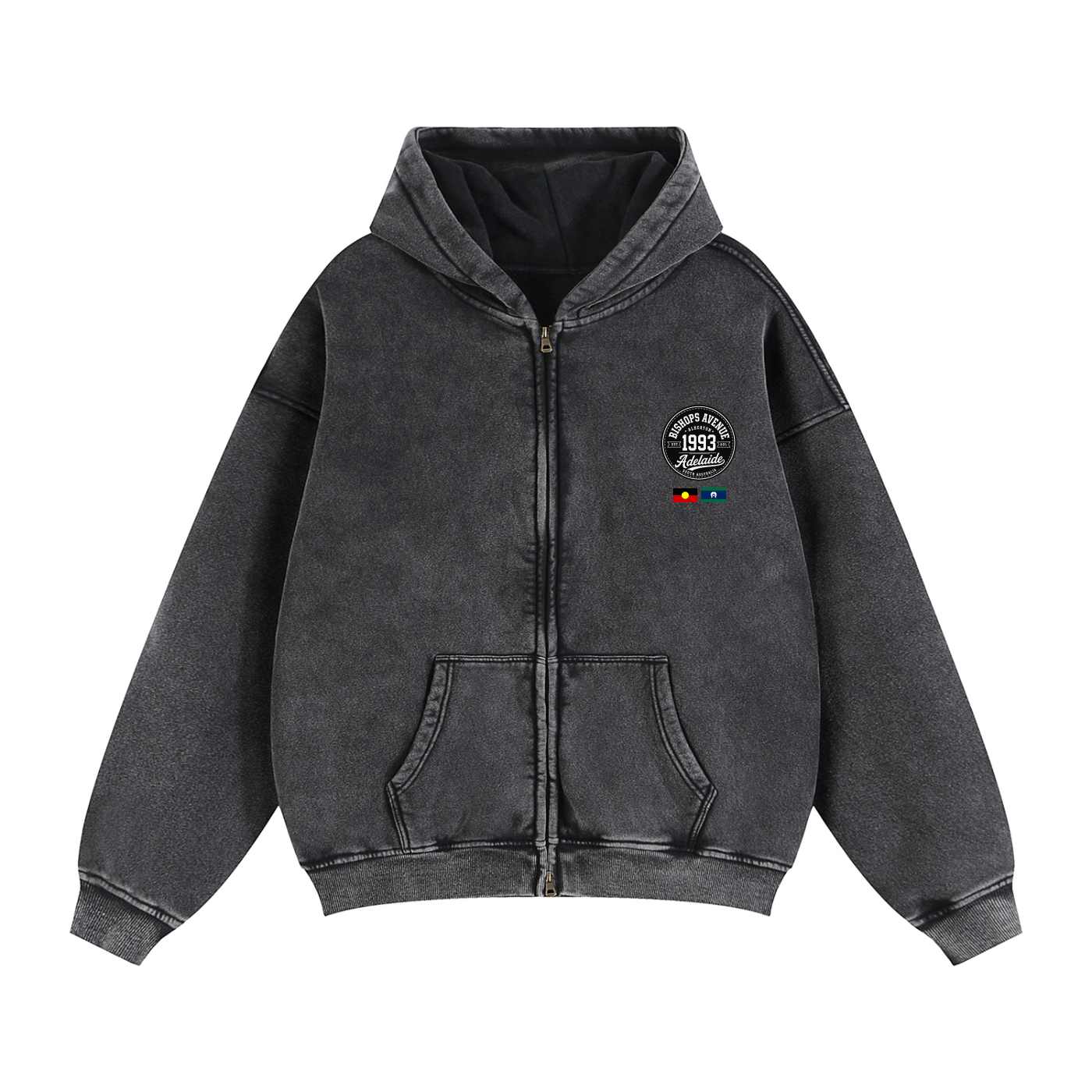 NEVER CEDED Zip-Through Boxy Fleece Hoodie