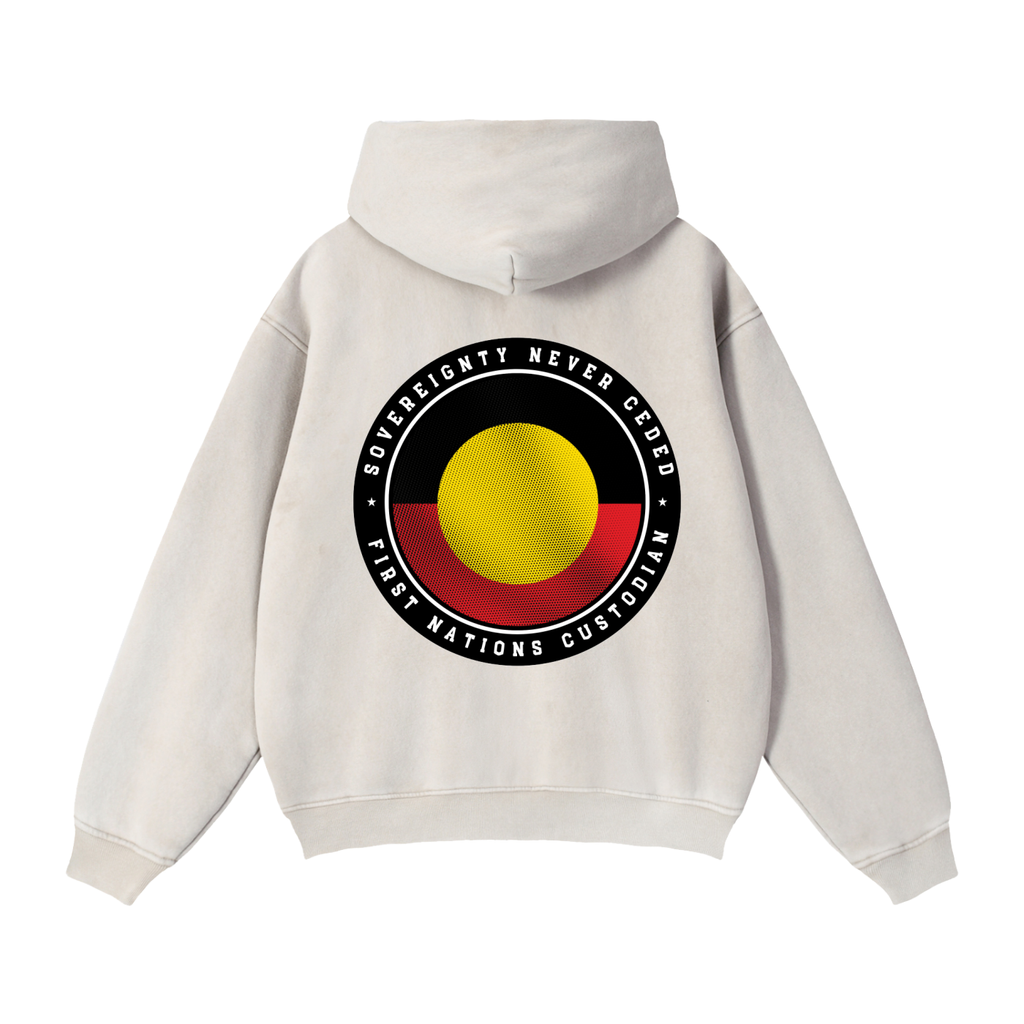 NEVER CEDED Zip-Through Boxy Fleece Hoodie