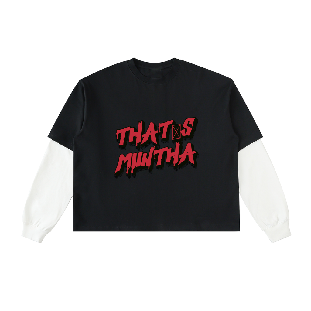THAT'S MUNTHA Layered Contrast Sleeve Cotton T-Shirt