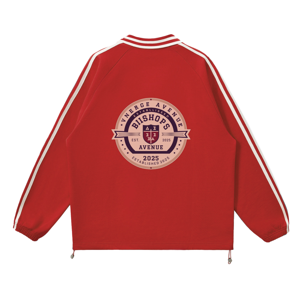 Contrast Striped Lapel Collar Sweatshirt