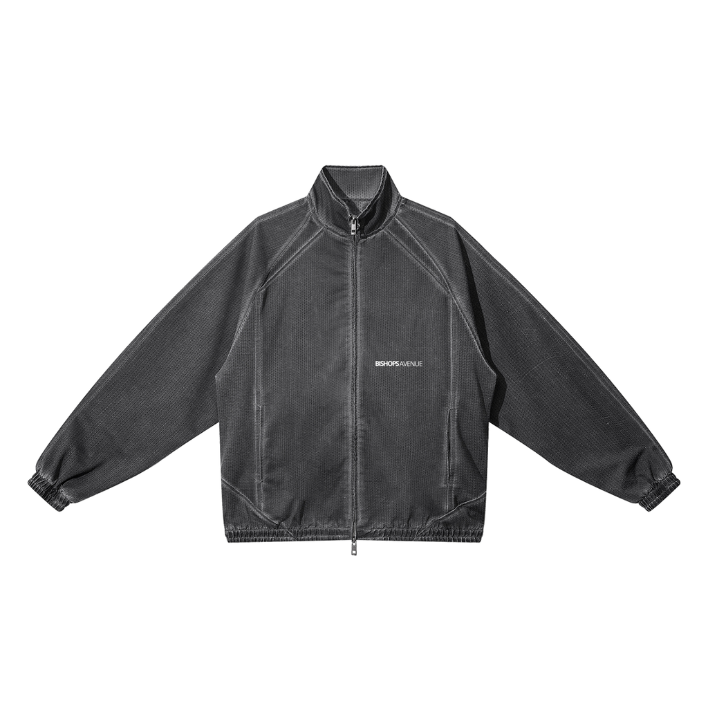 Bishops Avenue Unisex Vintage Wash Full Zip Mesh Jacket