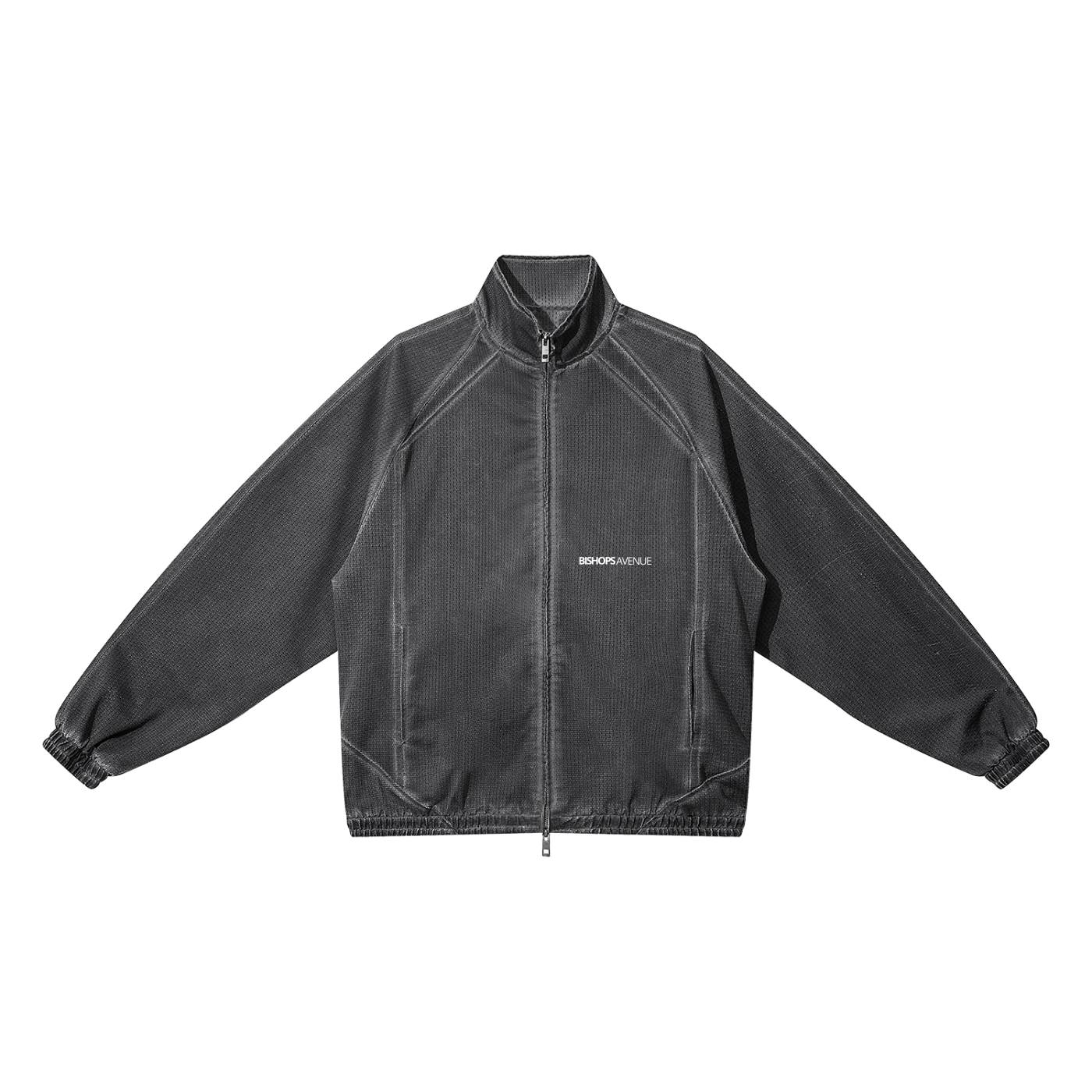 Bishops Avenue Unisex Vintage Wash Full Zip Mesh Jacket