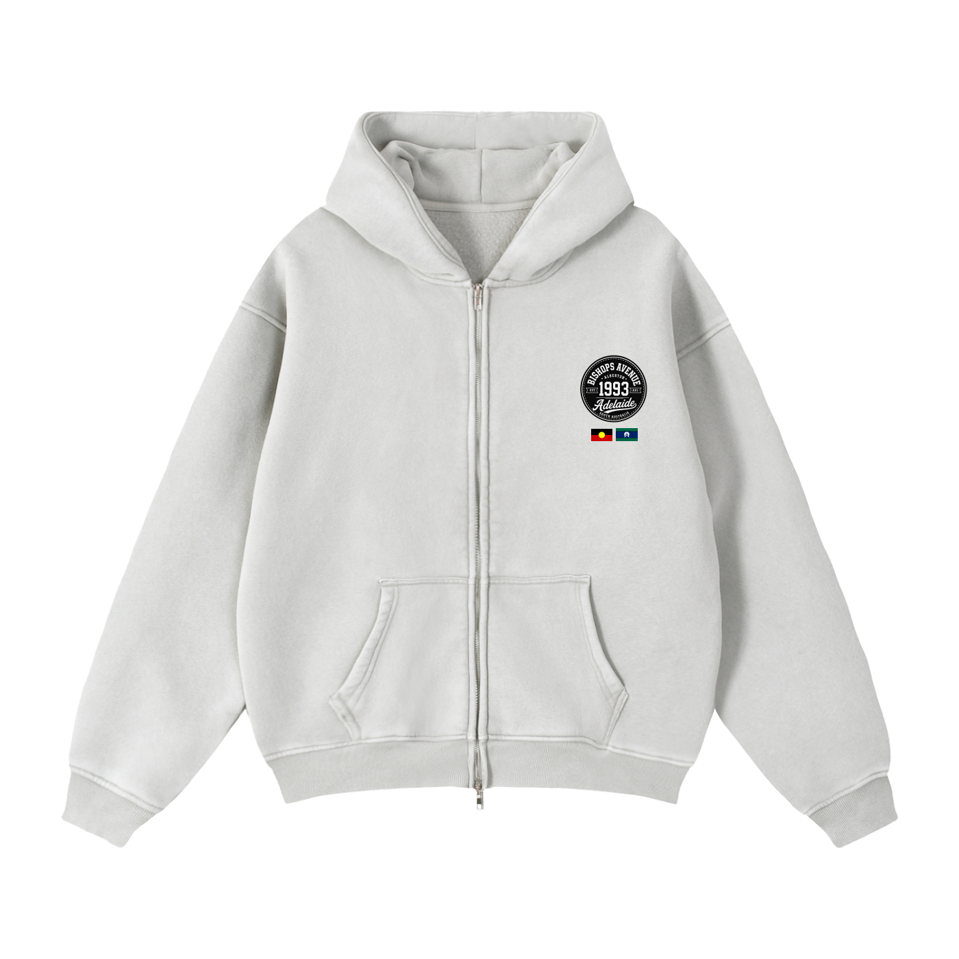 NEVER CEDED Zip-Through Boxy Fleece Hoodie
