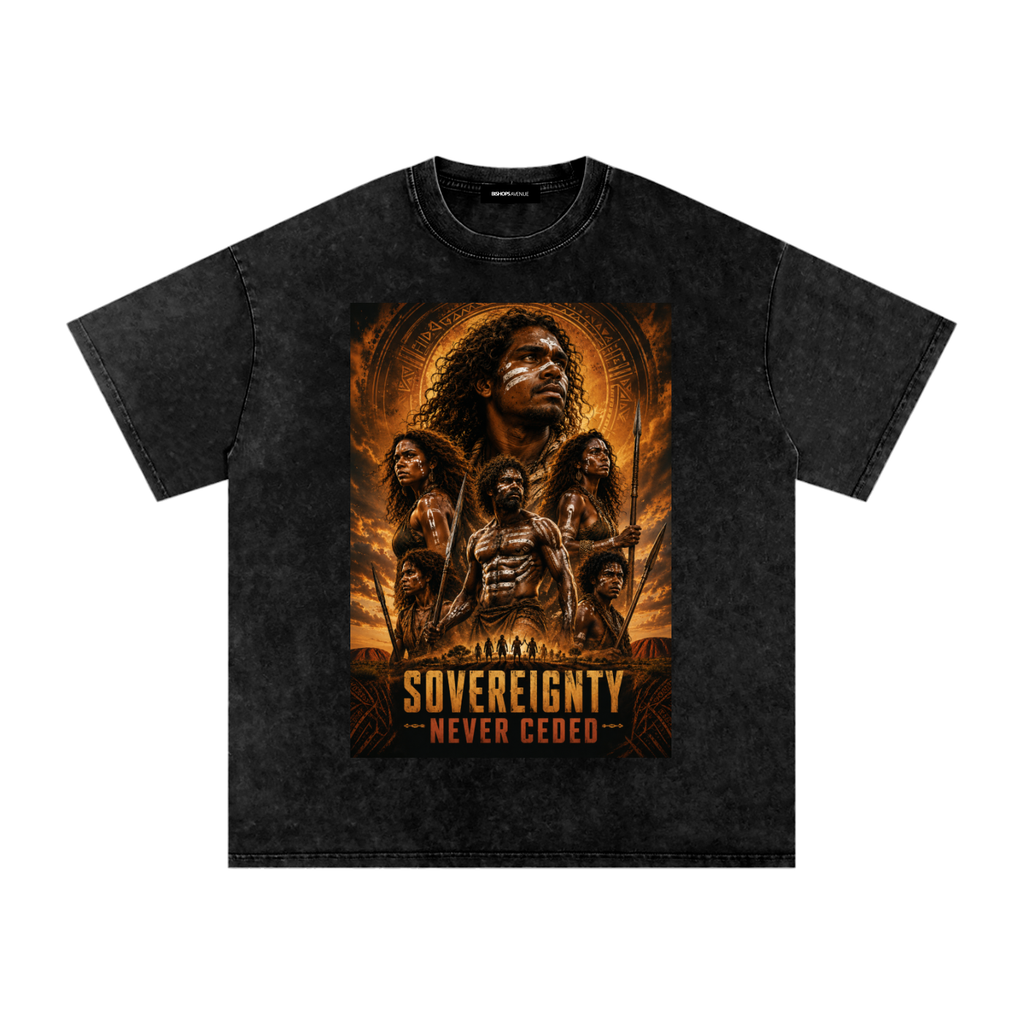 sovereignty - NEVER CEDED -Snow Washed Oversized Cotton T-Shirt