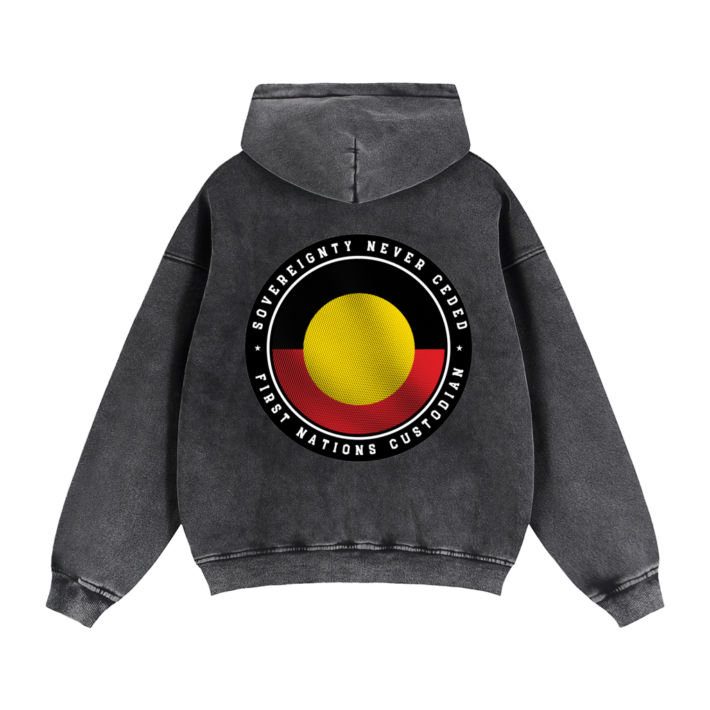 NEVER CEDED Zip-Through Boxy Fleece Hoodie