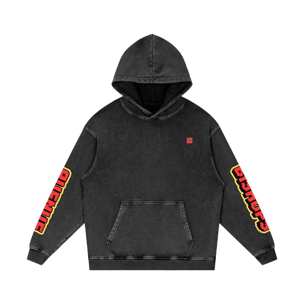 YEAH NAH Snow Washed Loose Cotton Hoodie