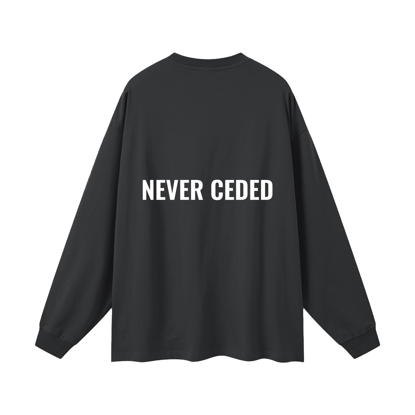 NEVER CEDED Oversized Unisex Long Sleeve T-Shirt