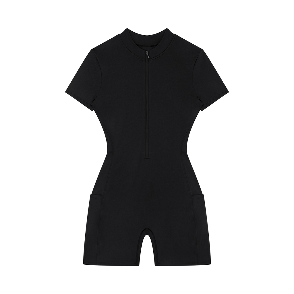 Women's Quarter-Zip Short Sleeve Romper
