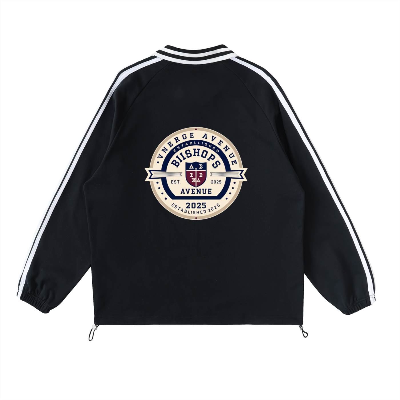 Contrast Striped Lapel Collar Sweatshirt