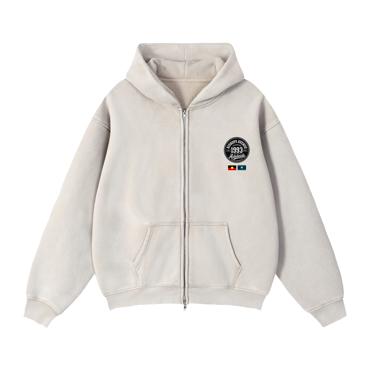 NEVER CEDED Zip-Through Boxy Fleece Hoodie