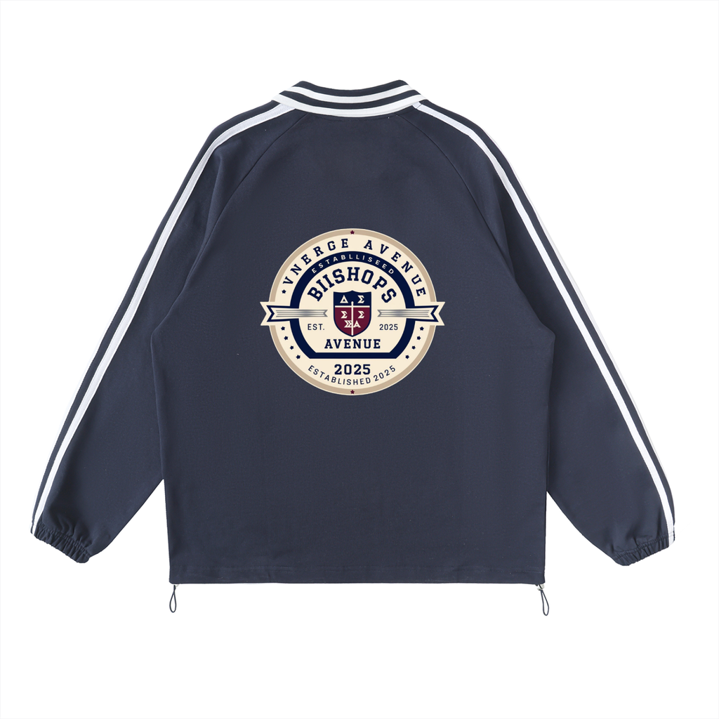 Contrast Striped Lapel Collar Sweatshirt