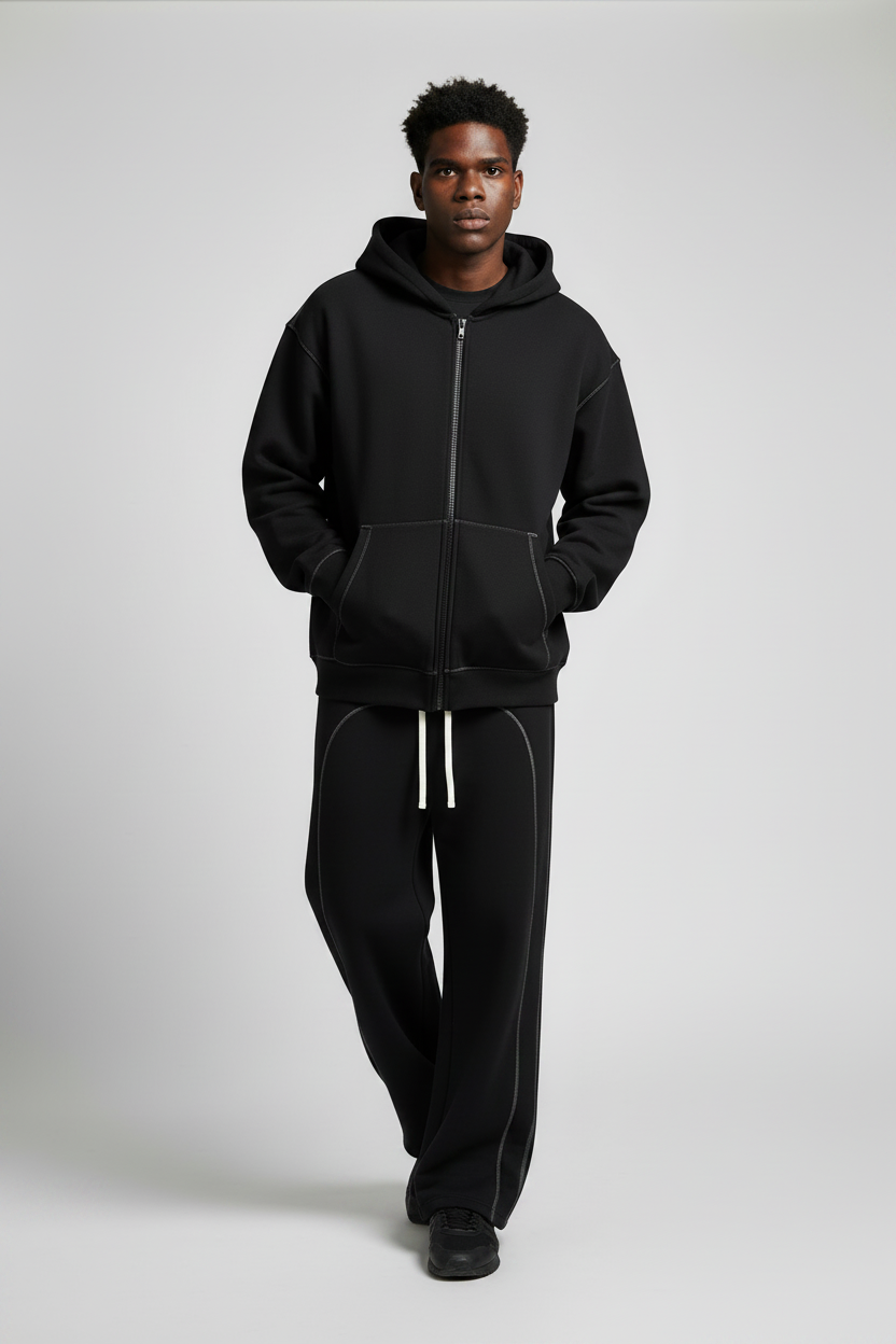 Contrast-Stitched Fleece Sweatpants