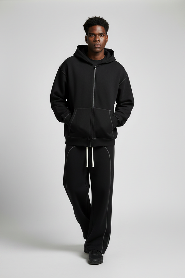 Contrast-Stitched Fleece Sweatpants